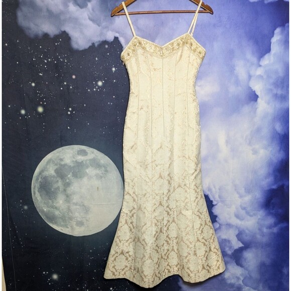 Baroque Gold Brocade Beaded Dress Size Small Couture Royalcore Princess Gown - Picture 1 of 12